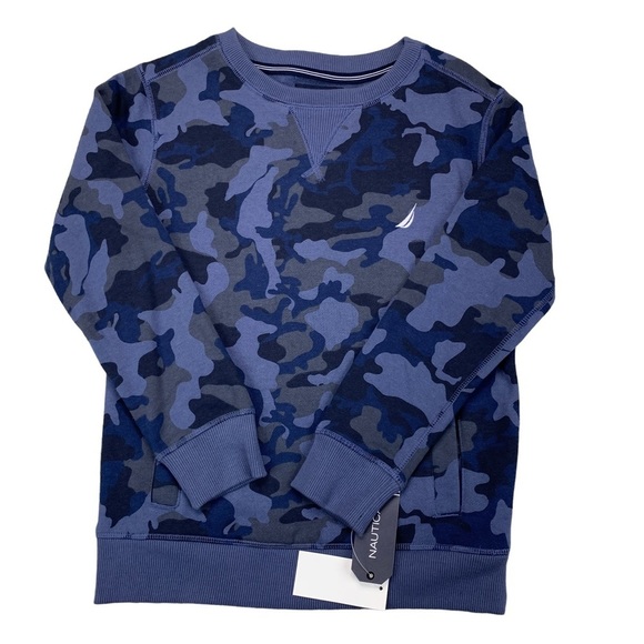 Nautica Big Boys Camo Print Crewneck Sweatshirt S/P - Picture 1 of 11